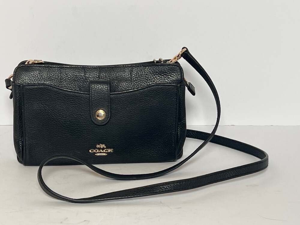 Coach Noa Messenger Polished Pebble Leather Crossbody Bag Black Missing Pouch OS